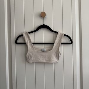 Oh Polly Cream Ribbed Scoop Bralette